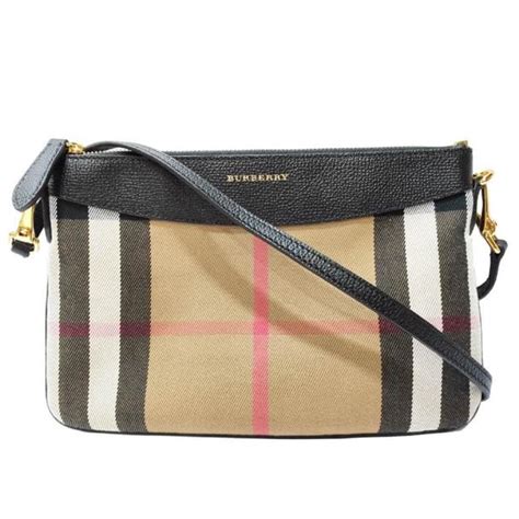 burberry peyton check coated canvas & leather crossbody bag|Authentic Burberry Derby Peyton House Check Coated Canvas .